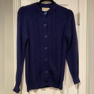 VTG Anderson Little Size M Navy Blue Cable Knit Button Front Cardigan Sweater